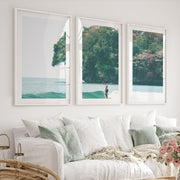 Island Surf Seaside Prints - White Framed Poster with White Border - Artworksets
