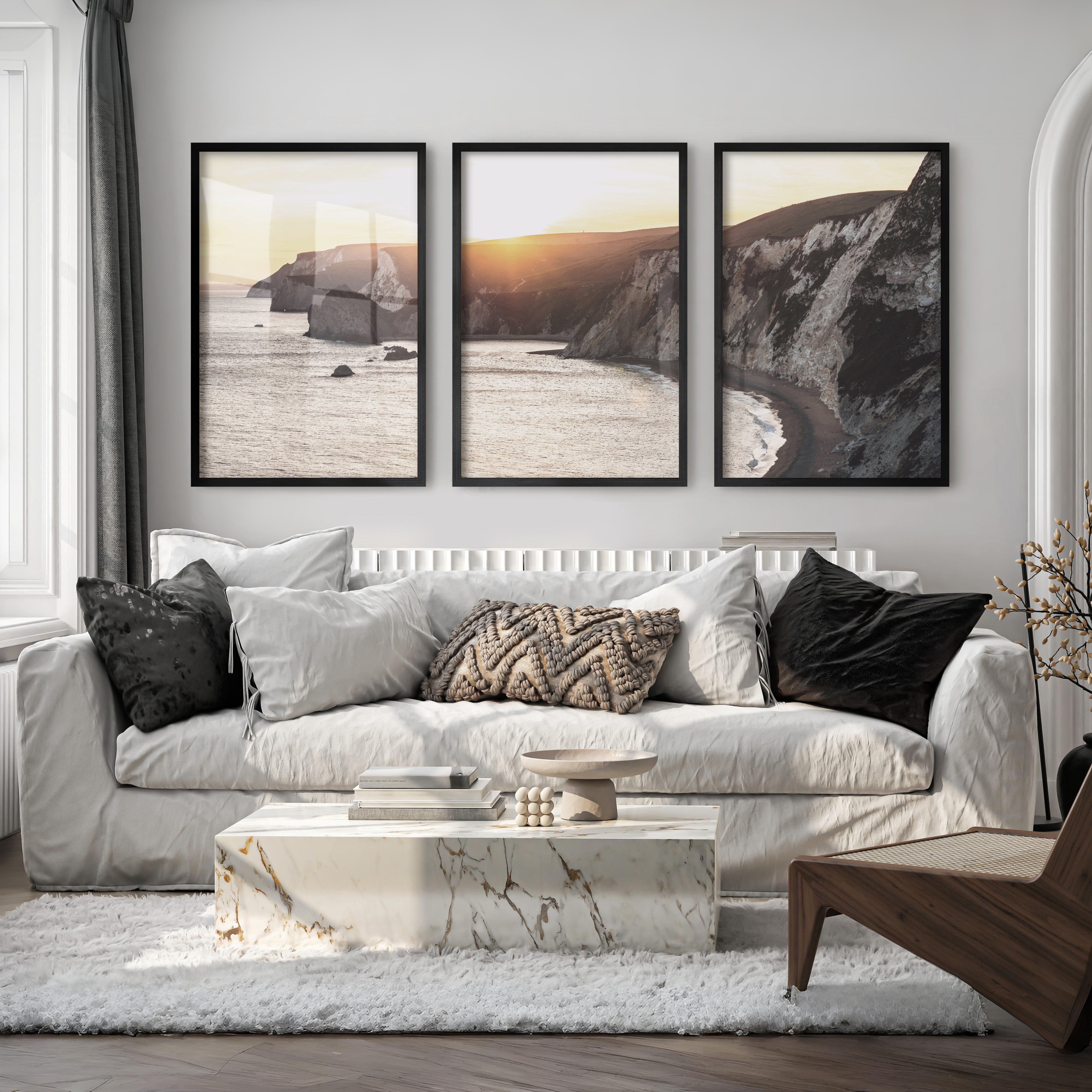 Sunset Cliffs seaside wall art - Black Framed Poster No Border - Artworksets