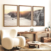 Sunset Cliffs seaside wall art - Dark Brown Framed Poster No Border - Artworksets