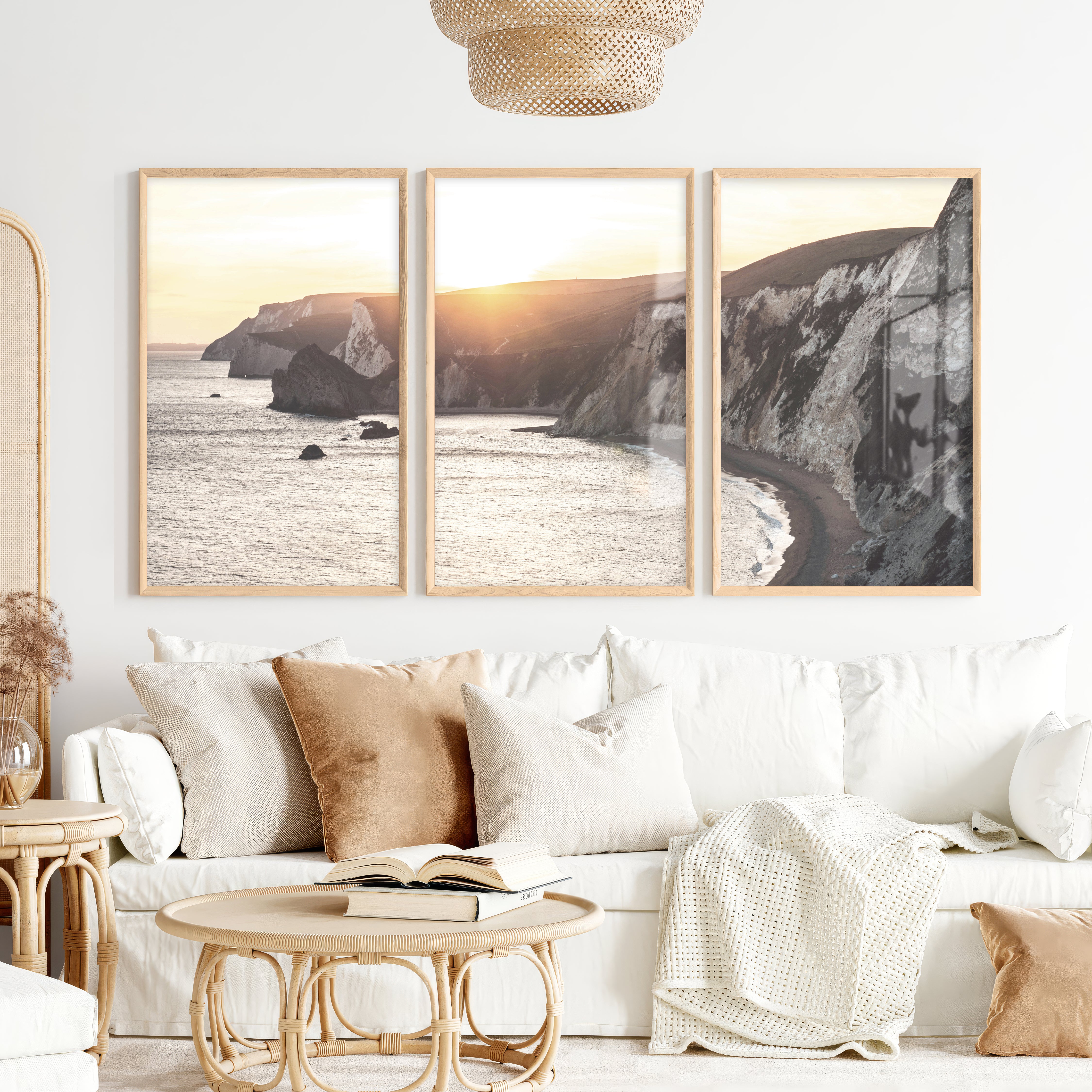 Sunset Cliffs seaside wall art - Natural Wood Framed Poster No Border - Artworksets
