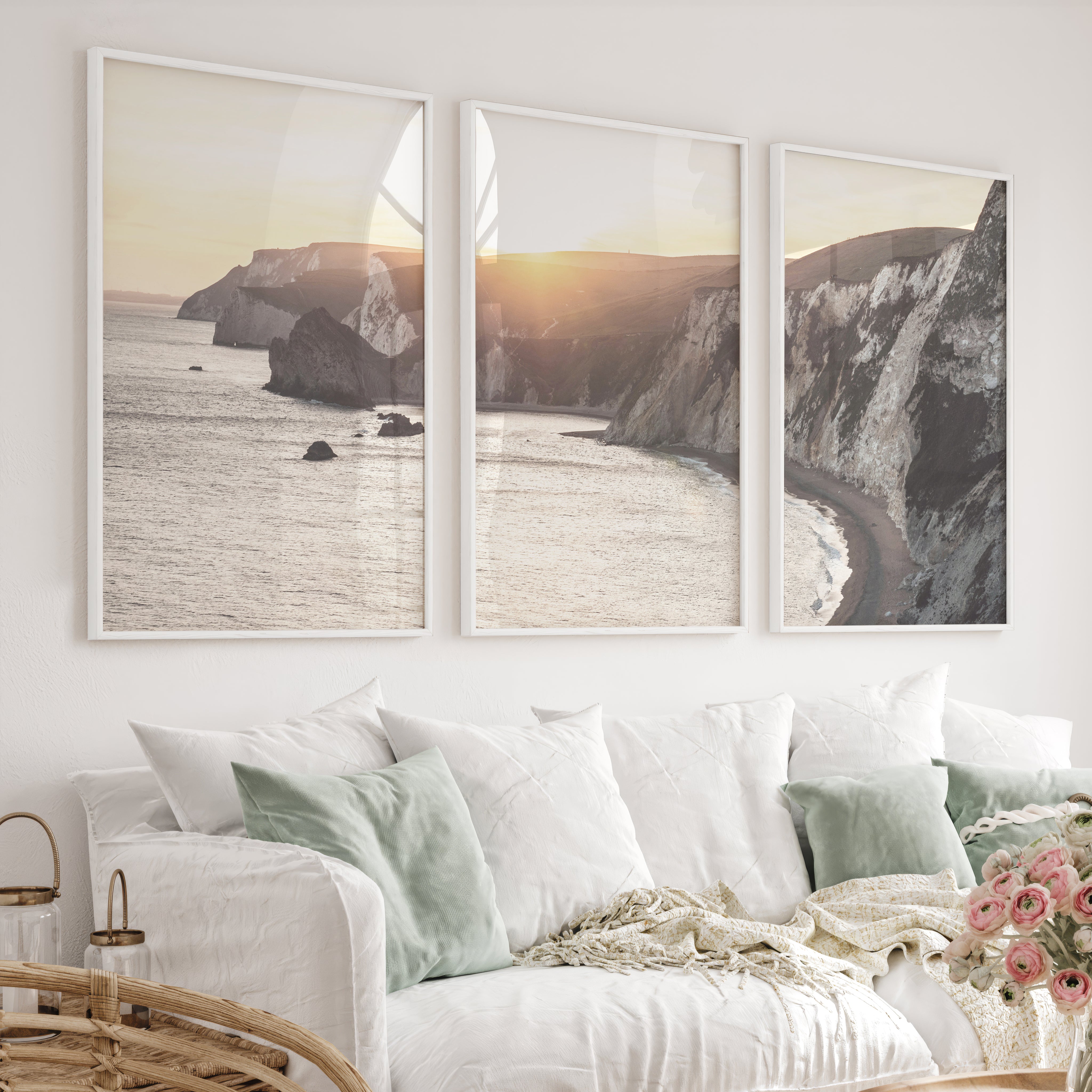 Sunset Cliffs seaside wall art - White Framed Poster No Border - Artworksets