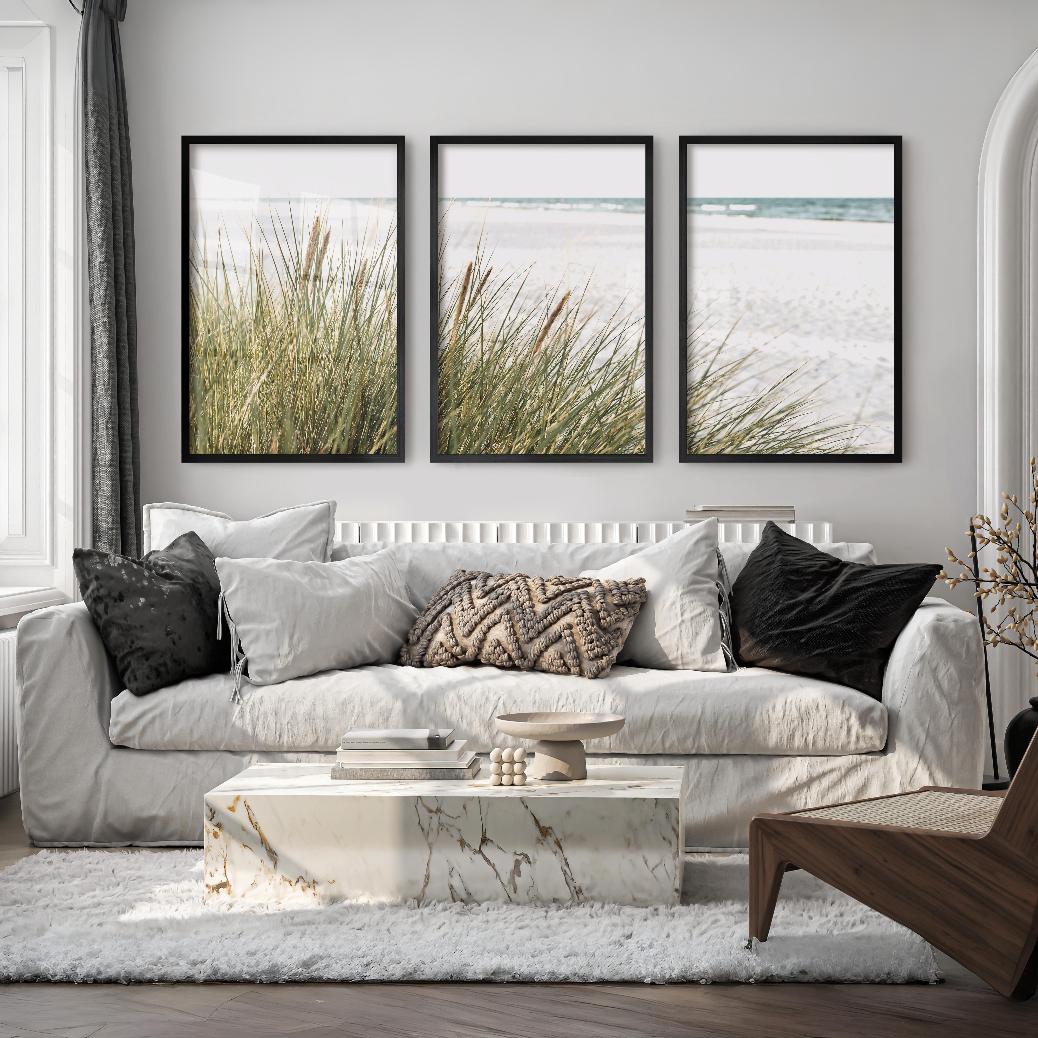Beach Grass Seaside Wall Decor - Black Framed Poster No Border - Artworksets