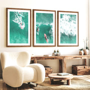 Aerial Surf Break seaside wall decor - Dark Brown Framed Poster with White Border - Artworksets