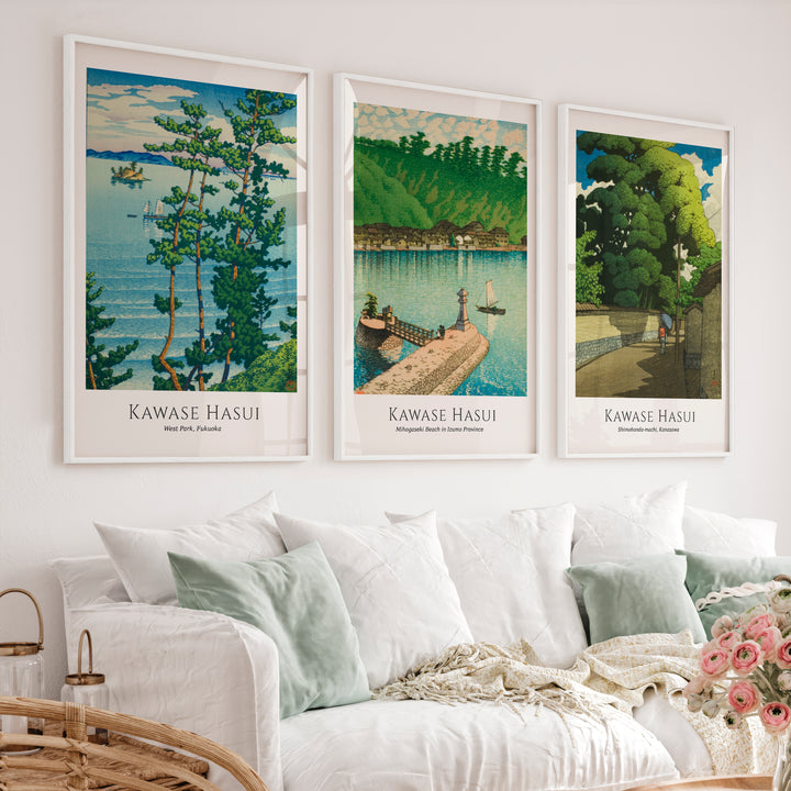 Kawase Hasui the art of japan Landscape Print Set - White Framed Poster No Border - Artworksets