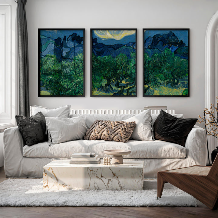 The Olive Trees Wall Art by Vincent Van Gogh – Classic Impressionist Print - Black Framed Poster No Border - Artworksets