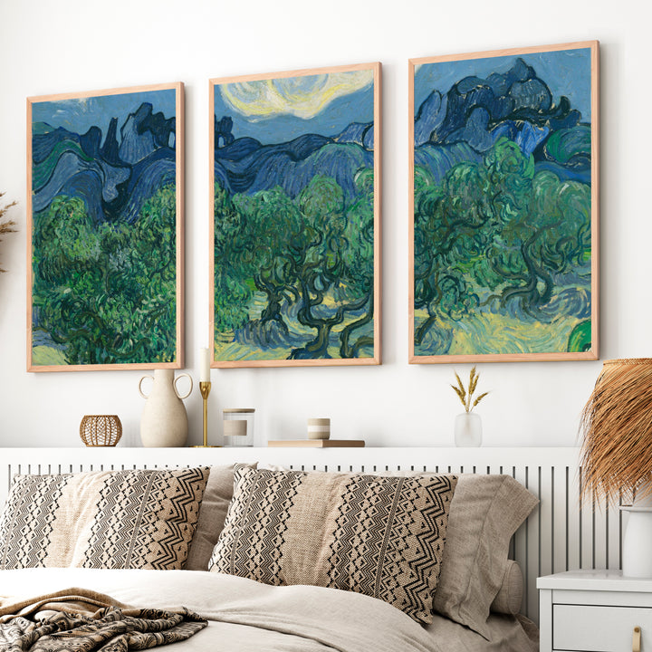 The Olive Trees Wall Art by Vincent Van Gogh – Classic Impressionist Print - Natural Wood Framed Poster No Border - Artworksets