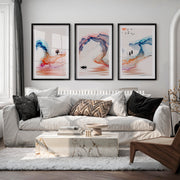 Serene traditional japanese art featuring fisherman and wildlife - Black Framed Poster with White Border - Artworksets