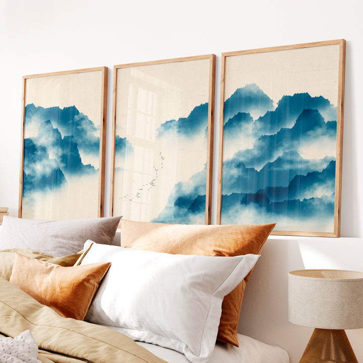 Traditional Japanese Art Featuring Pine Trees and Bamboo - Natural Wood Framed Poster No Border - Artworksets