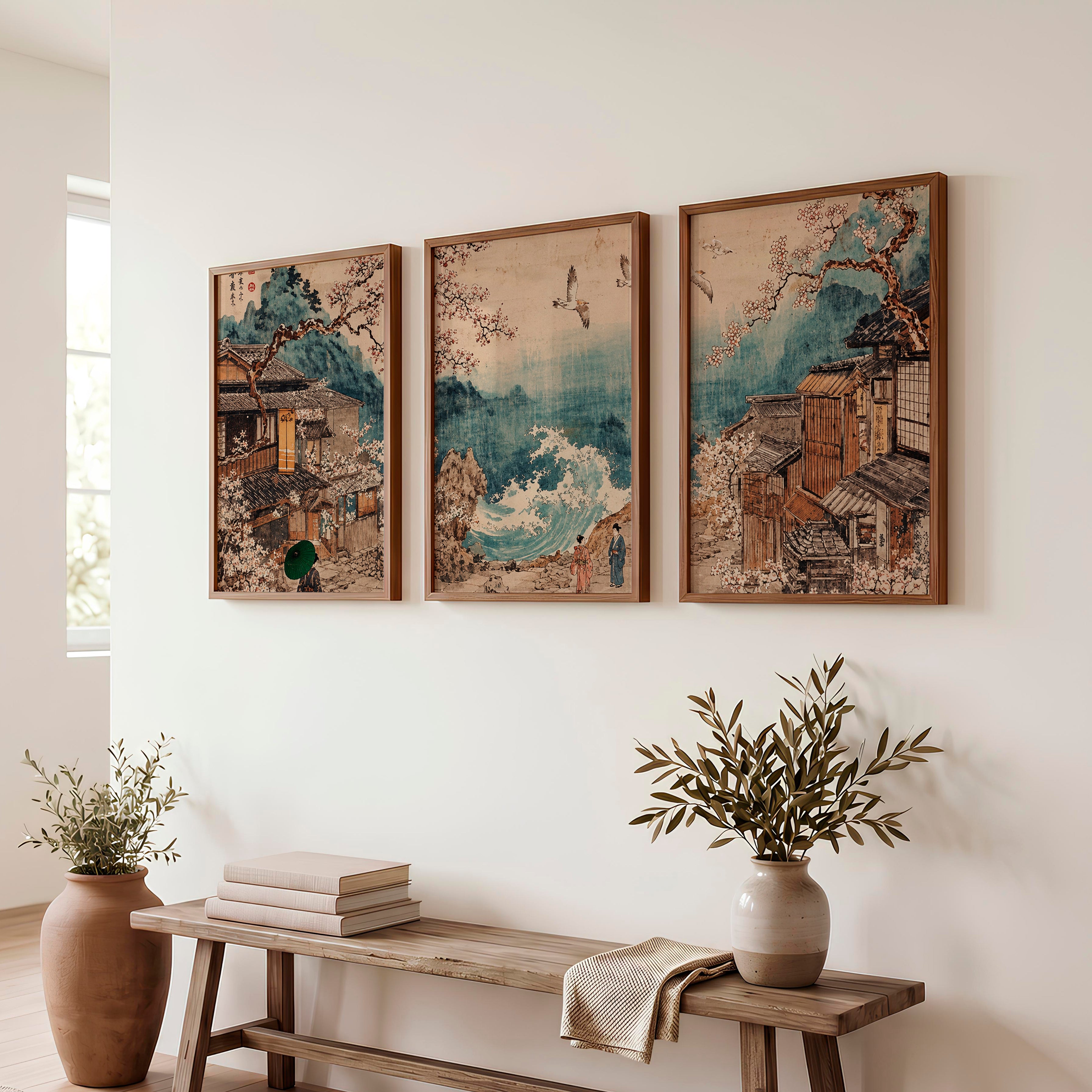 Elegant traditional japanese art featuring smooth stones on raked sand - Dark Brown Framed Poster No Border - Artworksets
