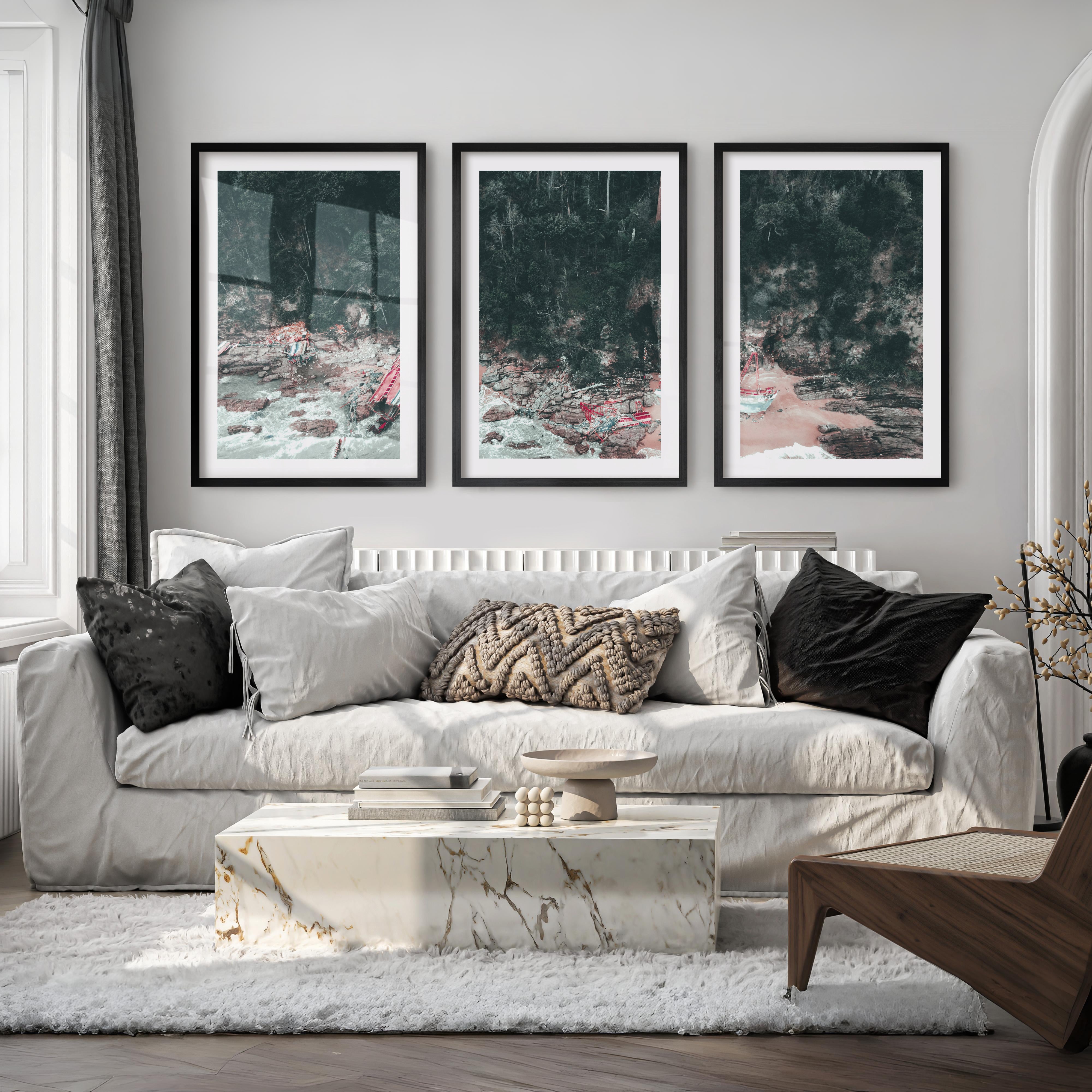 Shipwreck Cove Unique Beach Wall Art - Black Framed Poster with White Border - Artworksets