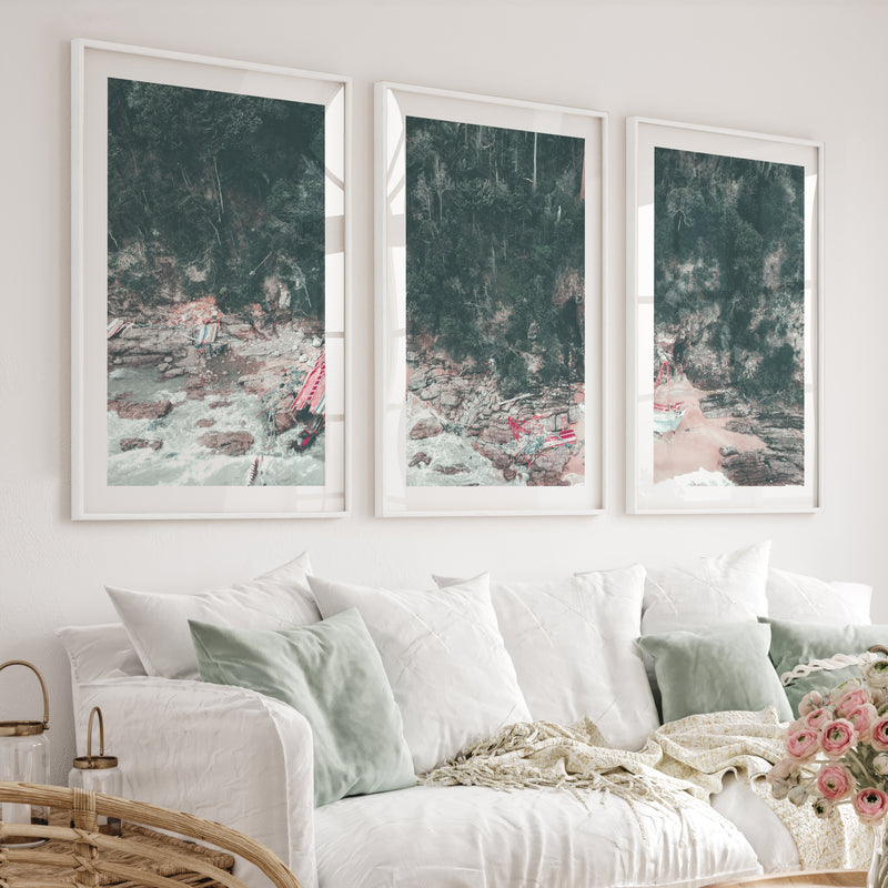 Shipwreck Cove Unique Beach Wall Art - White Framed Poster with White Border - Artworksets