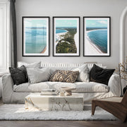 Twin Coastline unique coastal wall art - Black Framed Poster with White Border - Artworksets