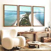 Twin Coastline unique coastal wall art - Dark Brown Framed Poster No Border - Artworksets