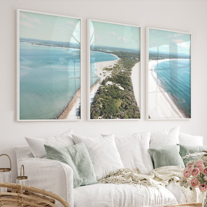 Twin Coastline unique coastal wall art - White Framed Poster No Border - Artworksets