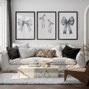 Soft Ribbon Bows Vintage Art Prints - Black Framed Poster with White Border - Artworksets