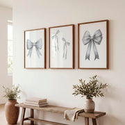 Soft Ribbon Bows Vintage Art Prints - Dark Brown Framed Poster with White Border - Artworksets