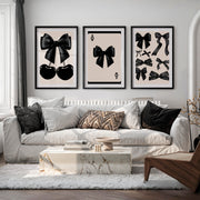 Black Bow and Cherry vintage artwork - Black Framed Poster with White Border - Artworksets