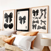 Black Bow and Cherry vintage artwork - Natural Wood Framed Poster No Border - Artworksets