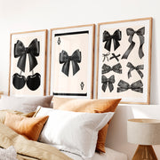 Black Bow and Cherry vintage artwork- Natural Wood Framed Poster with White Border - Artworksets