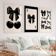 Black Bow and Cherry vintage artwork - White Framed Poster No Border - Artworksets