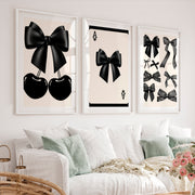Black Bow and Cherry vintage artwork - White Framed Poster with White Border - Artworksets
