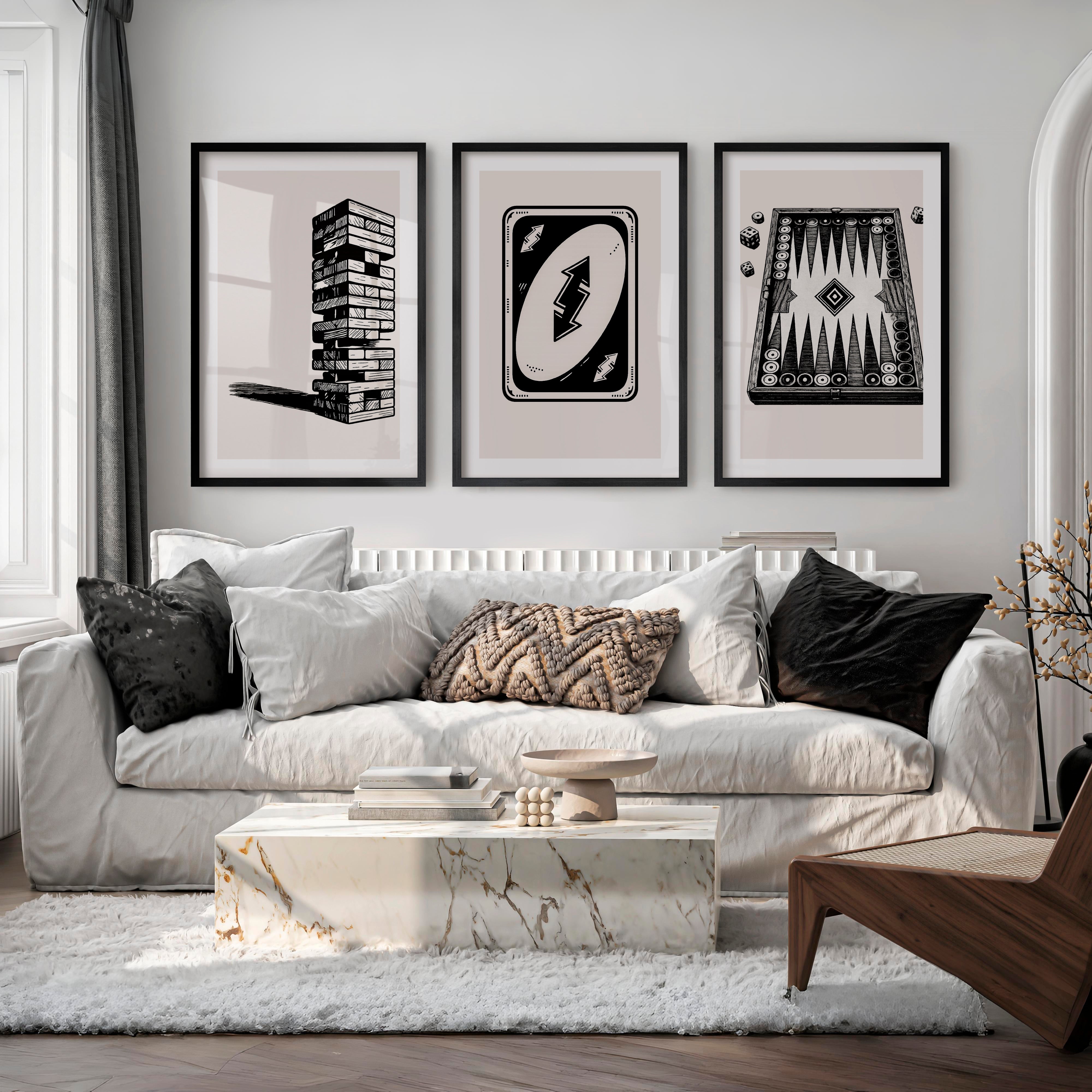 Tabletop Game Sketches vintage artwork ideas - Black Framed Poster with White Border - Artworksets