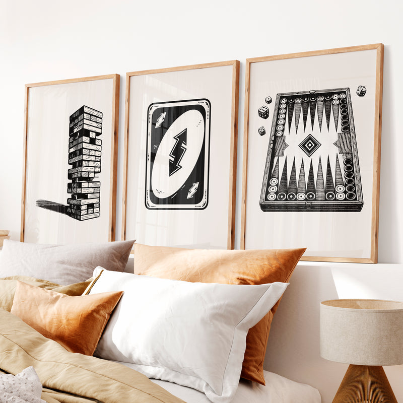Tabletop Game Sketches vintage artwork ideas - Natural Wood Framed Poster No Border - Artworksets