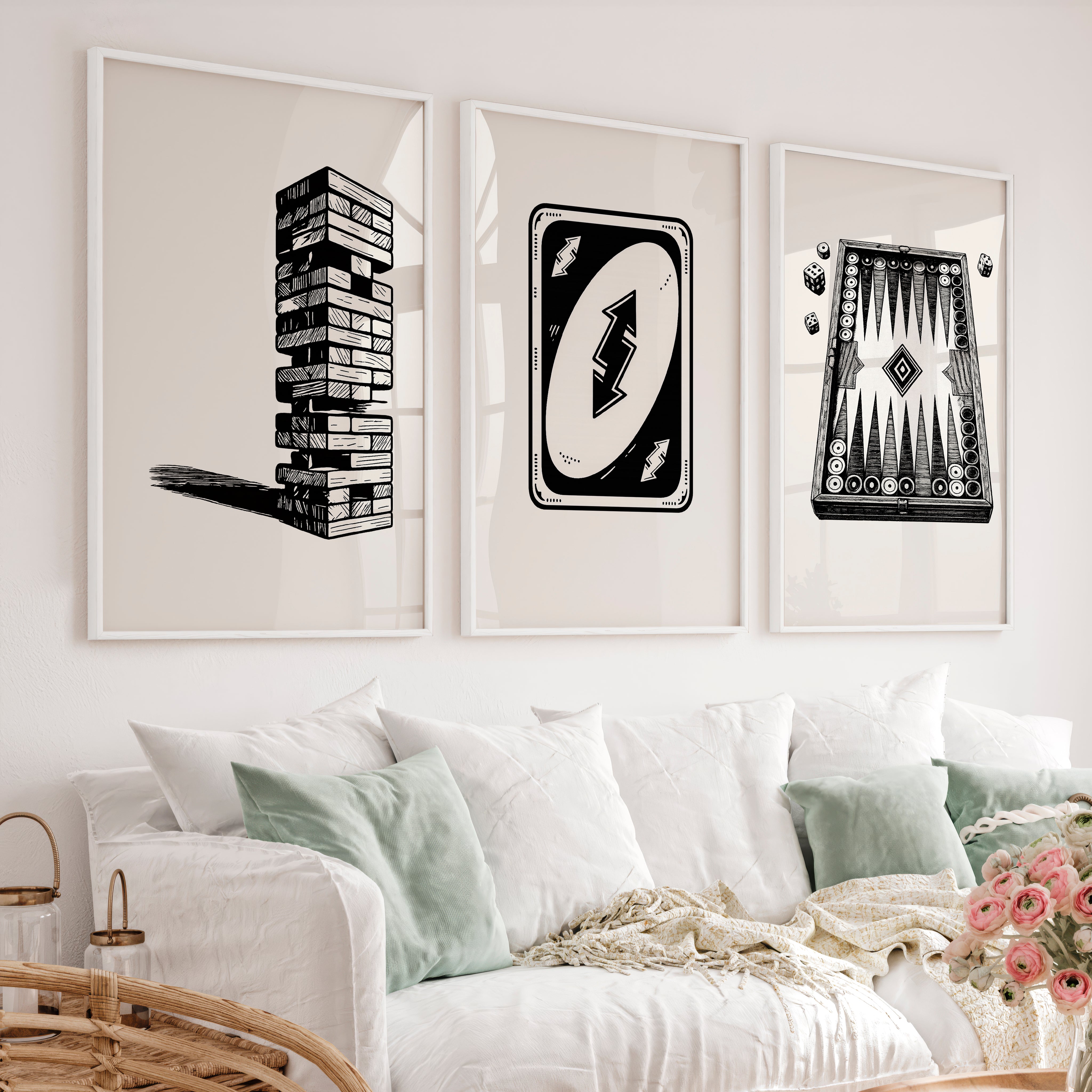 Tabletop Game Sketches vintage artwork ideas - White Framed Poster No Border - Artworksets
