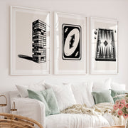 Tabletop Game Sketches vintage artwork ideas - White Framed Poster with White Border - Artworksets