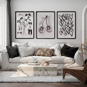 Bow and Disco Cherry vintage artwork prints - Black Framed Poster with White Border - Artworksets