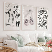 Bow and Disco Cherry vintage artwork prints - White Framed Poster No Border - Artworksets