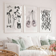 Bow and Disco Cherry vintage artwork prints - White Framed Poster with White Border - Artworksets