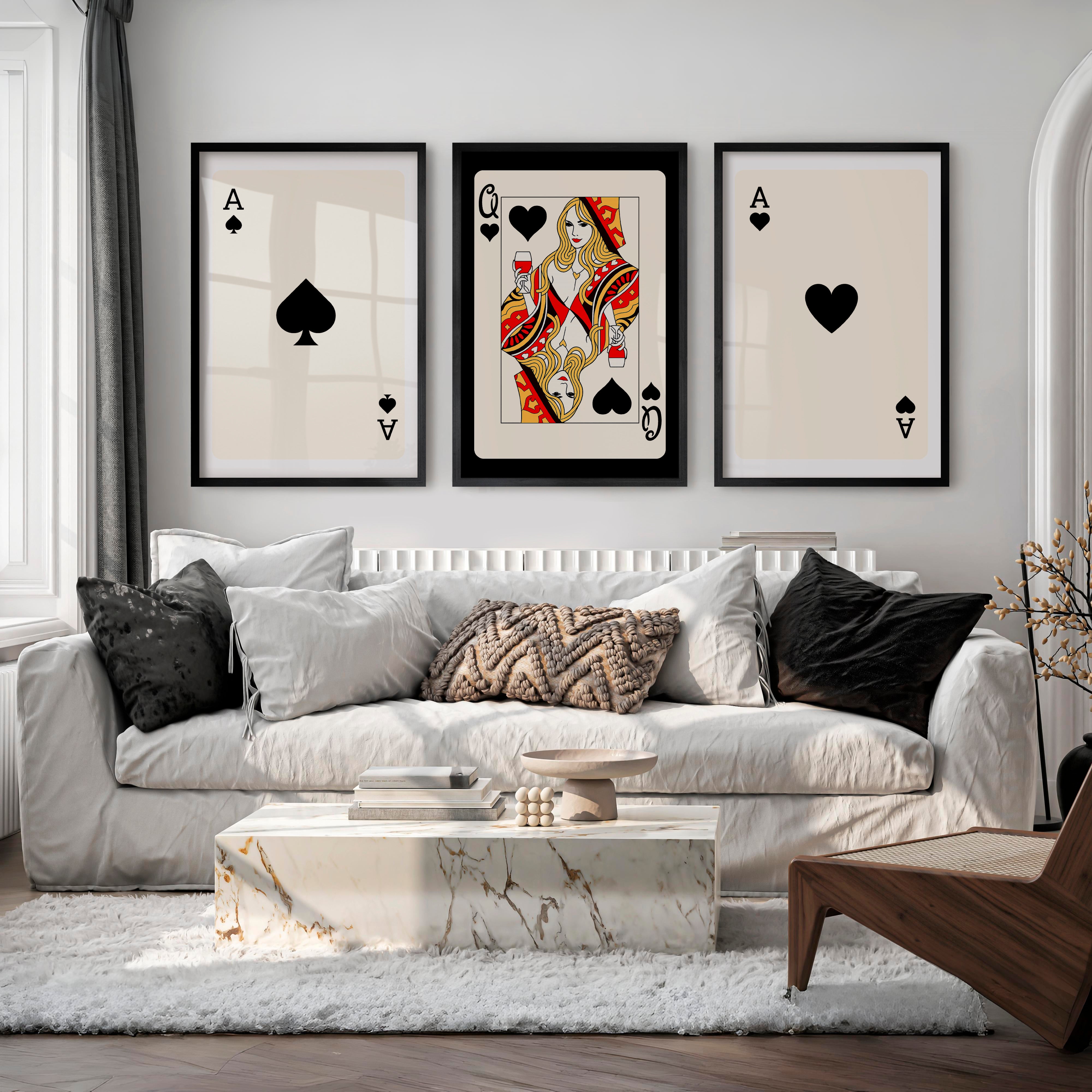 Queen of Spades vintage fashion artwork - Black Framed Poster No Border - Artworksets