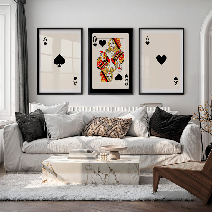 Queen of Spades vintage fashion artwork - Black Framed Poster No Border - Artworksets