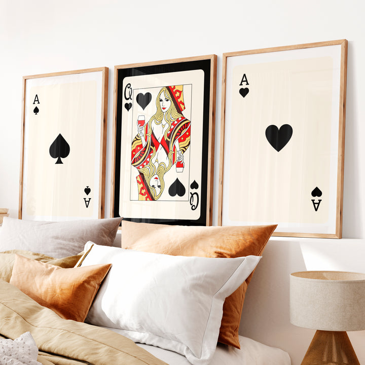 Queen of Spades vintage fashion artwork - Natural Wood Framed Poster No Border - Artworksets