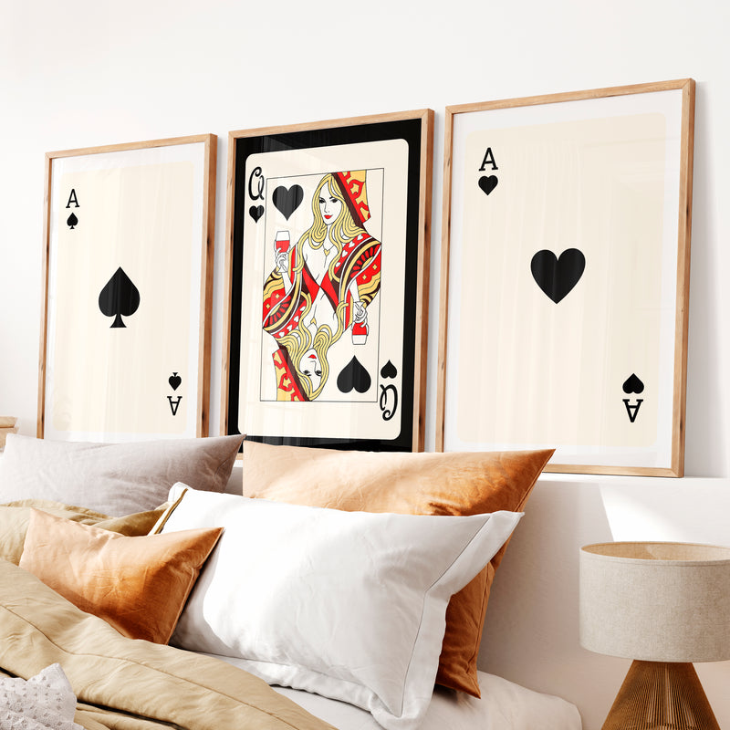 Queen of Spades vintage fashion artwork - Natural Wood Framed Poster No Border - Artworksets
