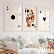 Queen of Spades vintage fashion artwork - White Framed Poster with White Border - Artworksets