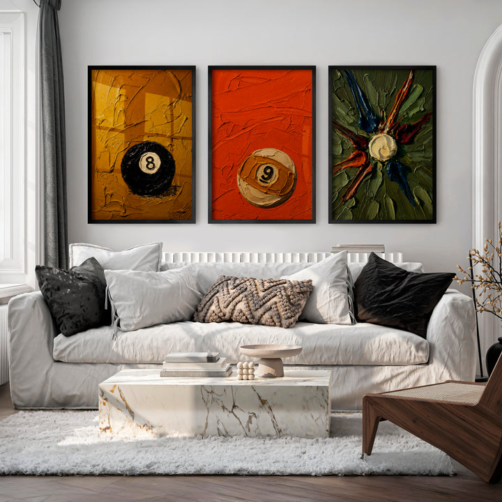 Textured Billiard Ball vintage framed wall art - Black Framed Poster No Border - Artworksets