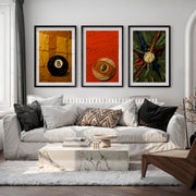 Textured Billiard Ball vintage framed wall art - Black Framed Poster with White Border - Artworksets