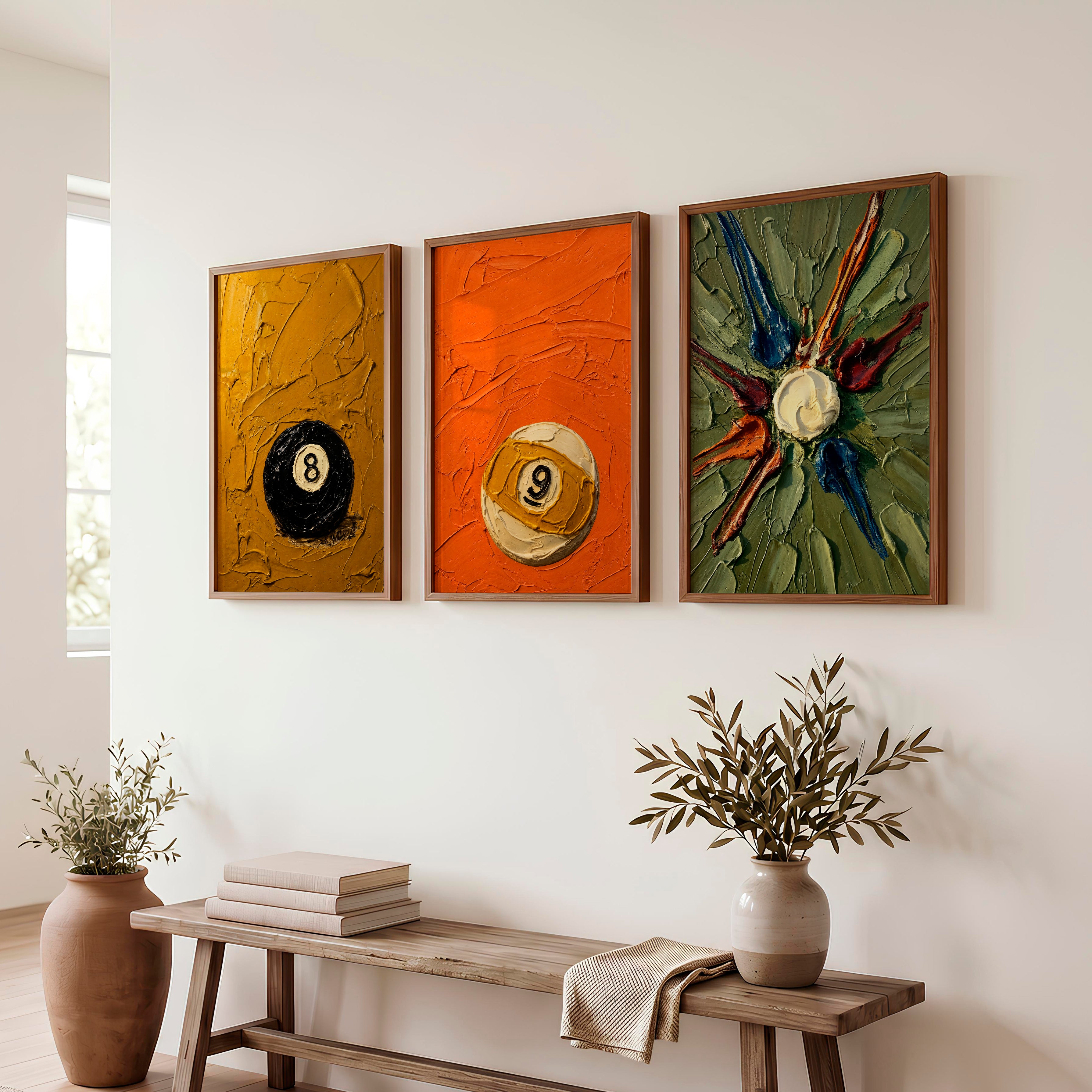 Textured Billiard Ball vintage framed wall art - Dark Brown Framed Poster No Border - Artworksets