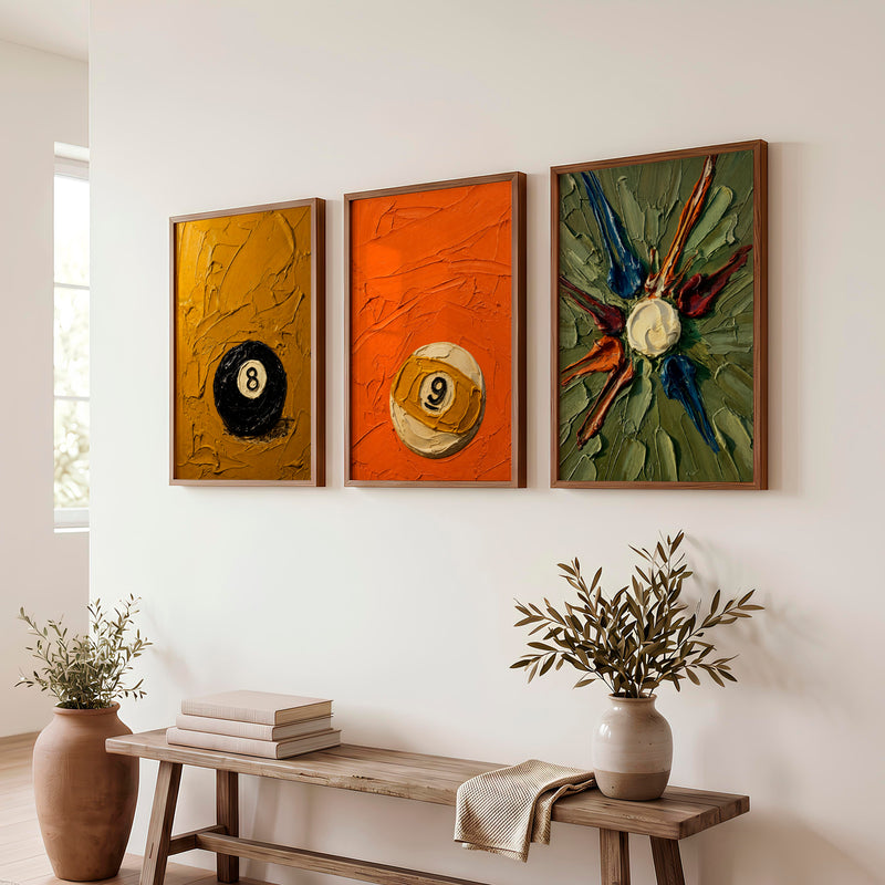 Textured Billiard Ball vintage framed wall art - Dark Brown Framed Poster No Border - Artworksets
