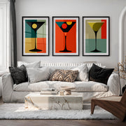 Geometric Cocktail Glass vintage gallery wall - Black Framed Poster with White Border - Artworksets