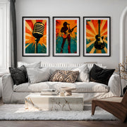 Rock Stage Icons vintage interior design - Black Framed Poster with White Border - Artworksets