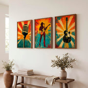 Rock Stage Icons vintage interior design - Dark Brown Framed Poster No Border - Artworksets