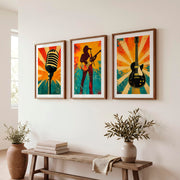 Rock Stage Icons vintage interior design - Dark Brown Framed Poster with White Border - Artworksets