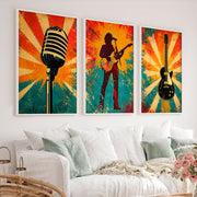 Rock Stage Icons vintage interior design - White Framed Poster No Border - Artworksets