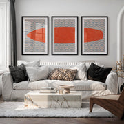 Coral Surfboard Waves vintage interior ideas - Black Framed Poster with White Border - Artworksets