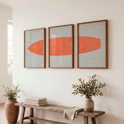 Coral Surfboard Waves vintage interior ideas - Dark Brown Framed Poster No Border - Artworksets
