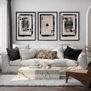 Playing Card Trio Vintage Picture Wall Art - Black Framed Poster with White Border - Artworksets