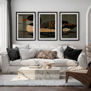 Waterbird Reflection vintage poster art prints - Black Framed Poster with White Border - Artworksets